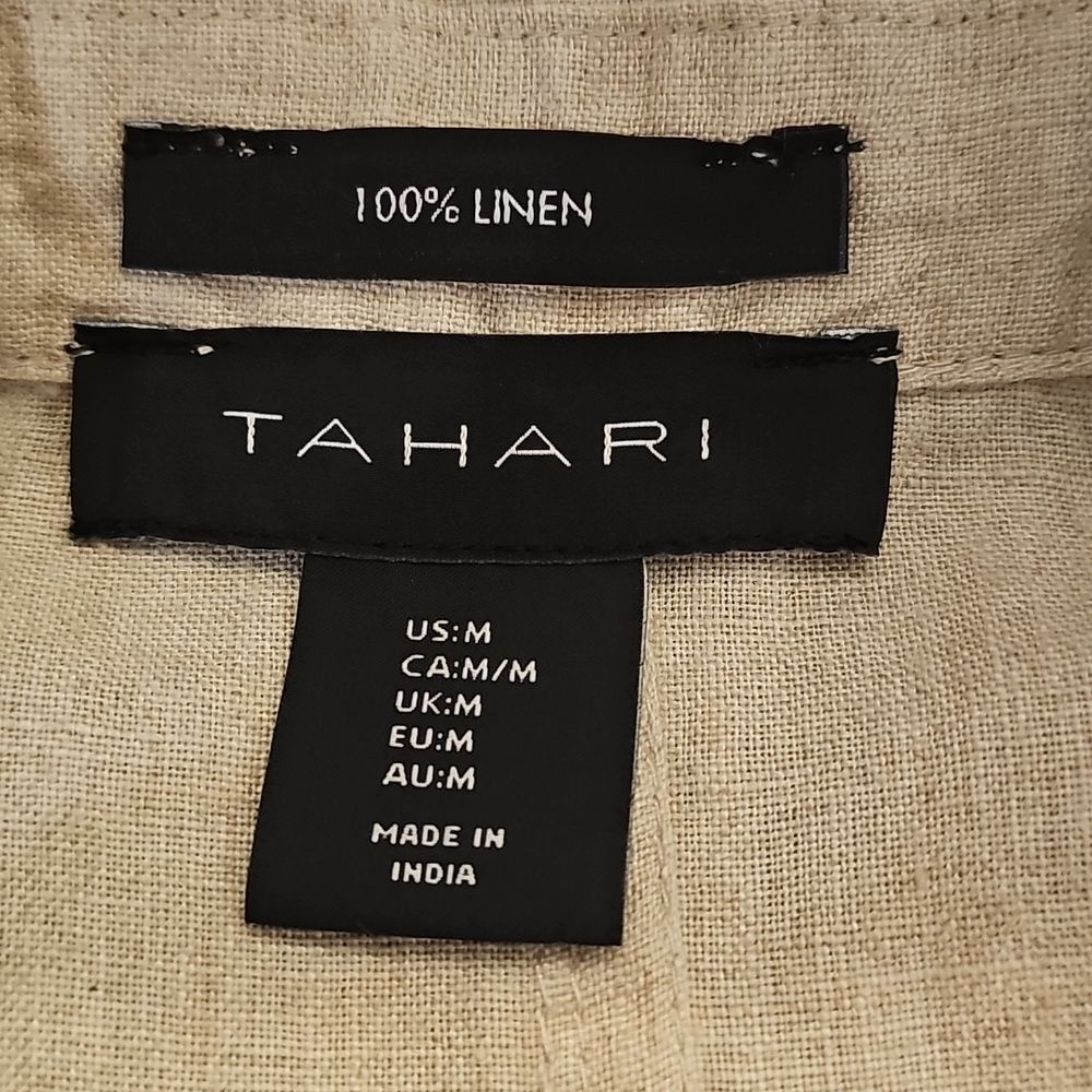 TAHARI Linen Neutral Long-line‎ Sleeveless Blazer Vest Size Medium - Picture 7 of 8